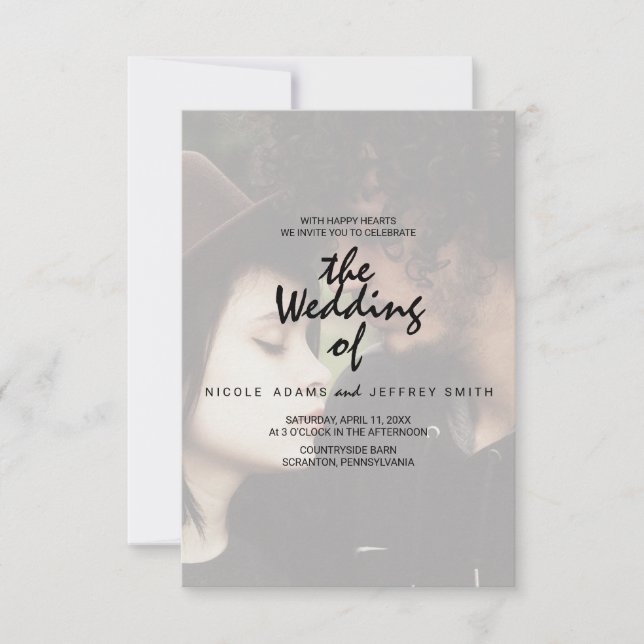 Custom Photo Wedding | Modern Typography Wedding Invitation (Front)