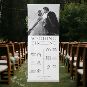 Custom photo, wedding order of events welcome sign