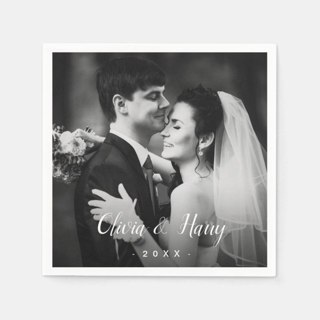Custom Photo | Wedding Paper Napkins (Front)