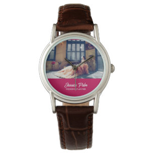 Custom photo wedding pink watch
