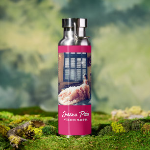 Custom photo wedding pink water bottle