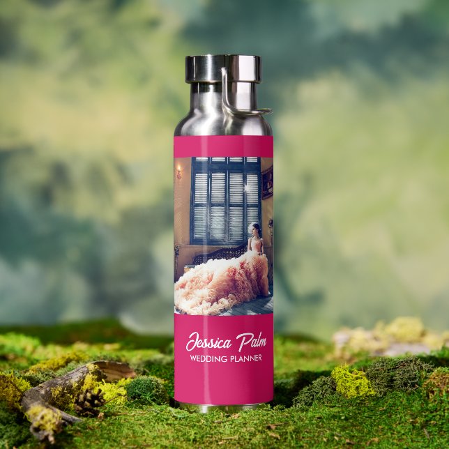 Custom photo wedding pink water bottle (Outdoor)