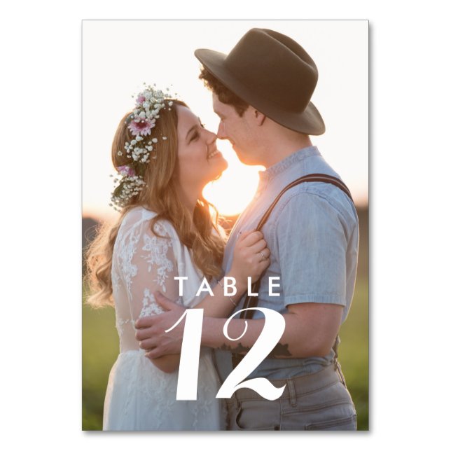 Custom Photo Wedding Reception  Table Number (Front)