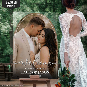 Custom Photo Wedding Sign, Acrylic Arch Welcome Sign