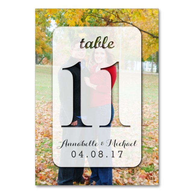Custom Photo Wedding Table Number Card 11 (Front)