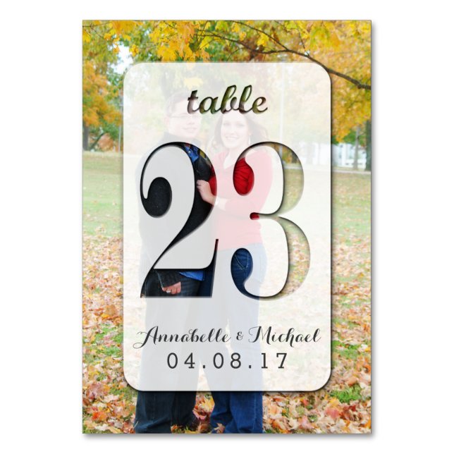 Custom Photo Wedding Table Number Card 23 (Front)