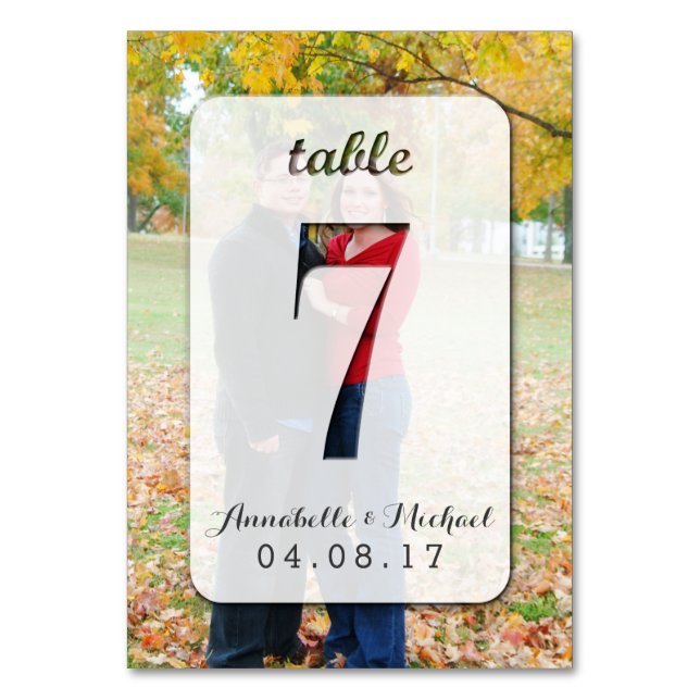 Custom Photo Wedding Table Number Card 7 (Front)