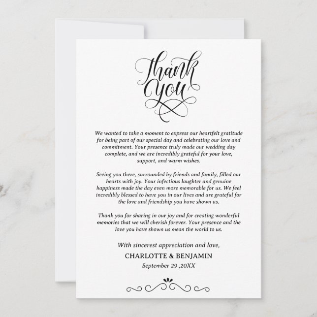 Custom Photo Wedding Thank You Card (Front)