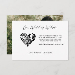 Custom Photo Wedding website heart QR code RSVP Enclosure Card