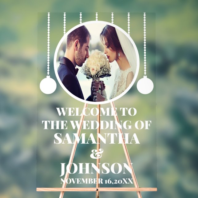 Custom Photo Wedding Welcome Acrylic Sign (Neutral)