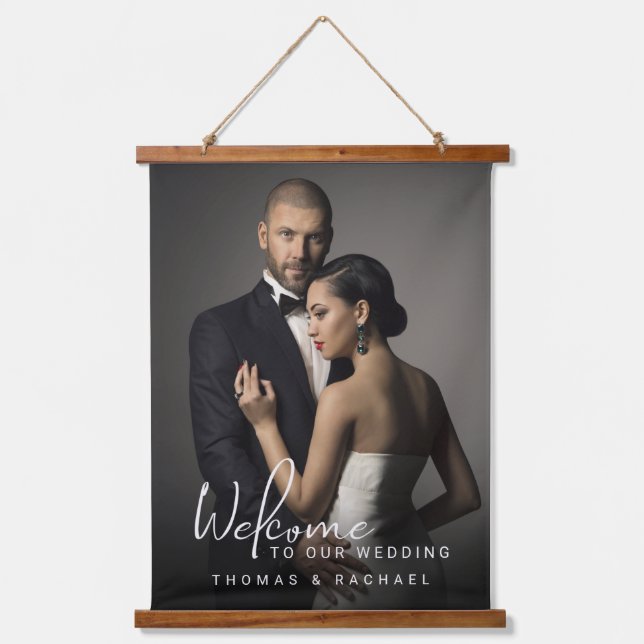 Custom Photo Wedding Welcome Hanging Tapestry (Front)
