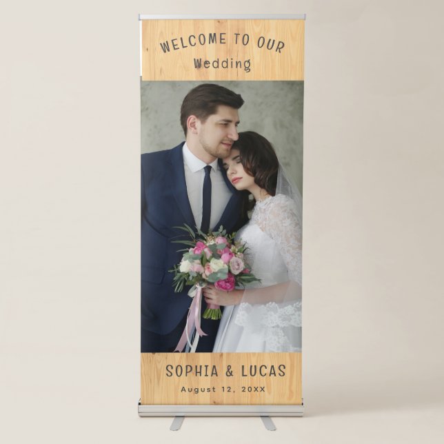 Custom Photo Wedding Welcome Retractable Banner (Front)
