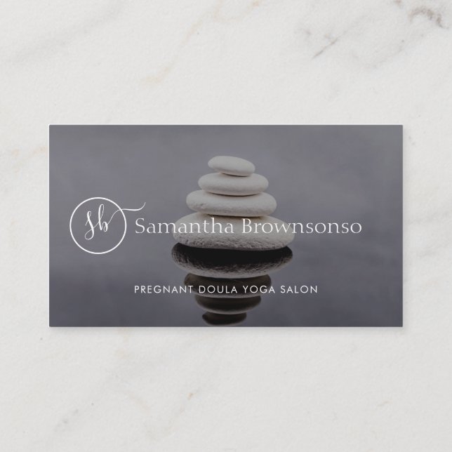 Custom photo wellness coach zen stones business card (Back)
