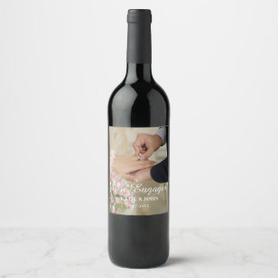 Custom Photo We're Engaged Engagement Party Favour Wine Label