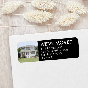 Custom Photo We've Moved Black New Return Address