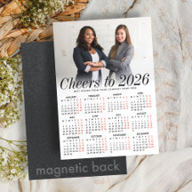 Custom Photo White Calendar 2026 Magnetic Card