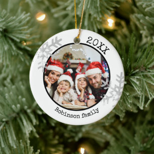 Custom Photo White Snowflake Ceramic Tree Decoration