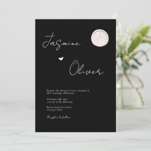 custom photo white wax seal monogram wedding invitation