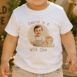 Custom Photo Wild One First Birthday Baby T-Shirt