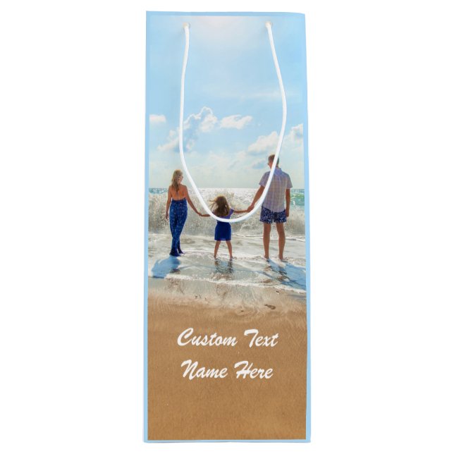 Custom Photo Wine Gift Bag Your Photos and Text (Front)