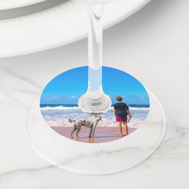 Custom Photo Wine Glass Tag Your Favourite Photos (Close Up)