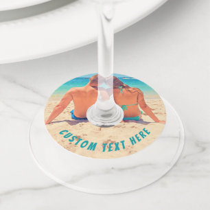 Custom Photo Wine Glass Tag Your Photos and Text