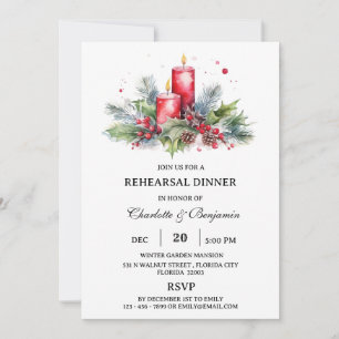  Custom Photo Winter Christmas Rehearsal Dinner Invitation