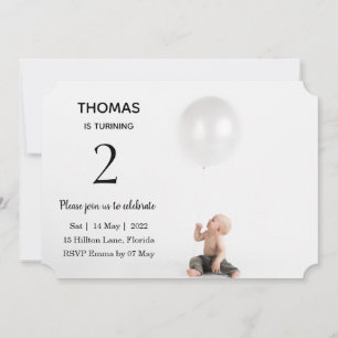 custom photo with age baby birthday invitation