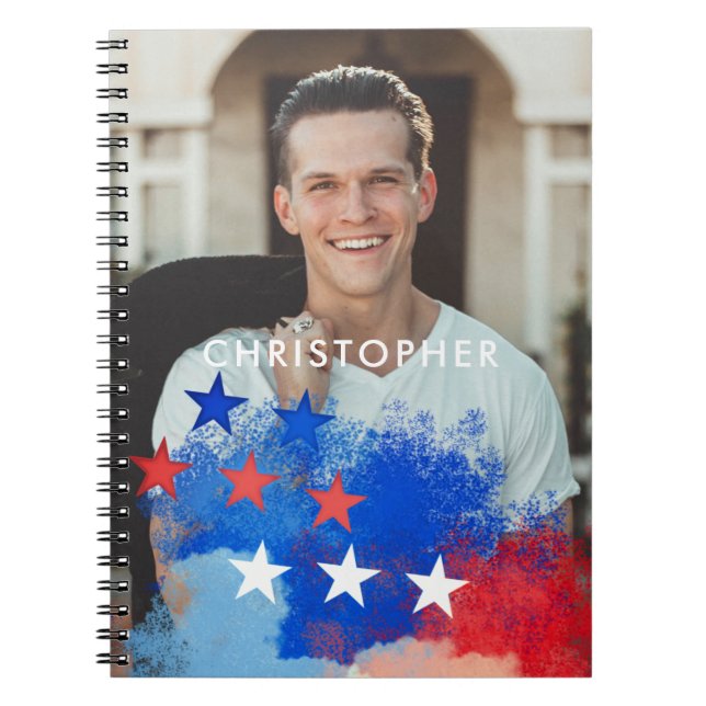 Custom Photo with America Flag Notebook (Front)