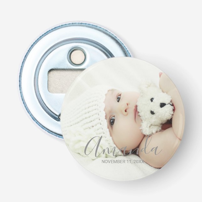 Custom Photo with Custom Name and Text Bottle Opener (Front)