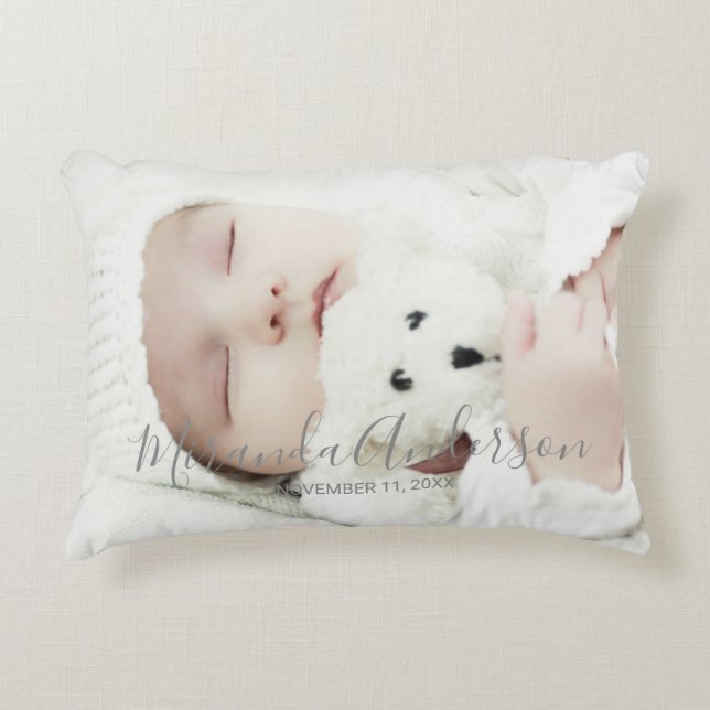 Custom Photo with Custom Name and Text Decorative Cushion (Front)