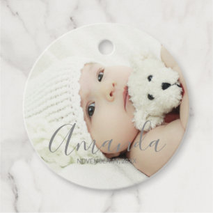 Custom Photo with Custom Name and Text Favour Tags