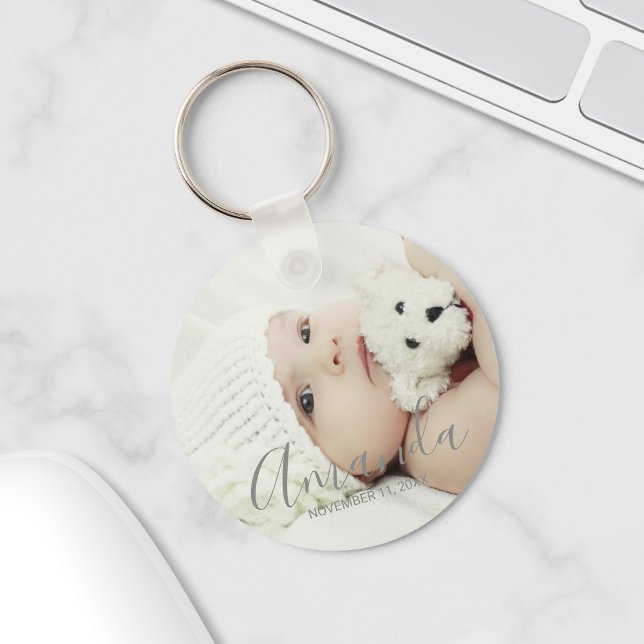 Custom Photo with Custom Name and Text Key Ring (Creator Uploaded)