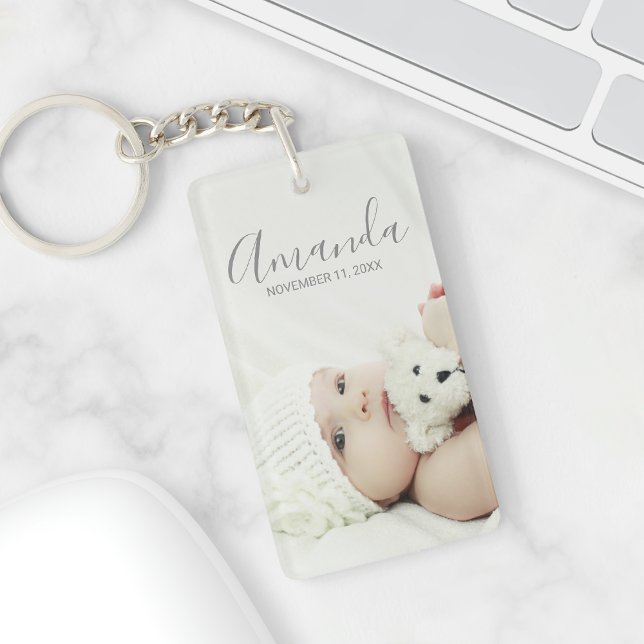 Custom Photo with Custom Name and Text Key Ring (Creator Uploaded)