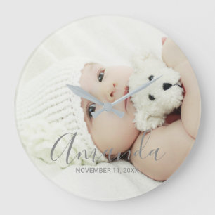 Custom Photo with Custom Name and Text Large Clock