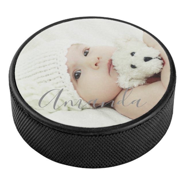 Custom Photo with Custom Name Hockey Puck (3/4)