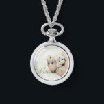 Custom Photo with Custom Name Watch<br><div class="desc">Create a personalised photo gift with your own photo, from your beloved family photo to your adorable pet photo, to make your design unique. This design features custom photo with custom name in modern script font style. Perfect as holiday gift for family, gift for newlyweds, family reunion favours and gift...</div>