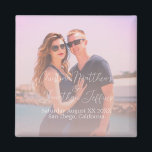 Custom Photo with Dusty Pink Green Wedding Magnet<br><div class="desc">This modern wedding or engagement keepsake magnet features a photograph of the couple across the background which you can replace with your own custom photo. A dusty pink gradient extends from the bottom portion.</div>