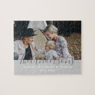 Custom photo with family name and established year jigsaw puzzle