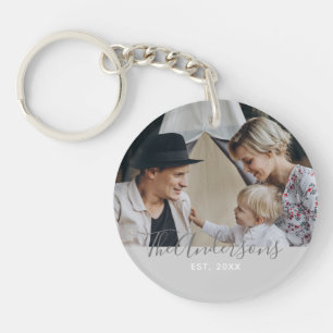 Custom photo with family name and established year key ring