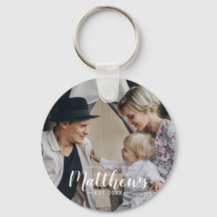 Custom photo with family name and established year key ring