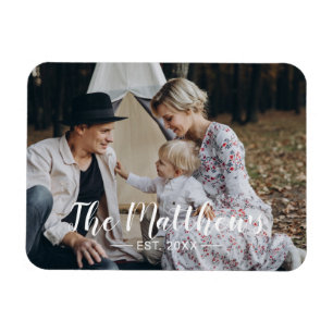 Custom photo with family name and established year magnet