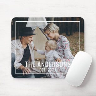 Custom photo with family name and established year mouse mat