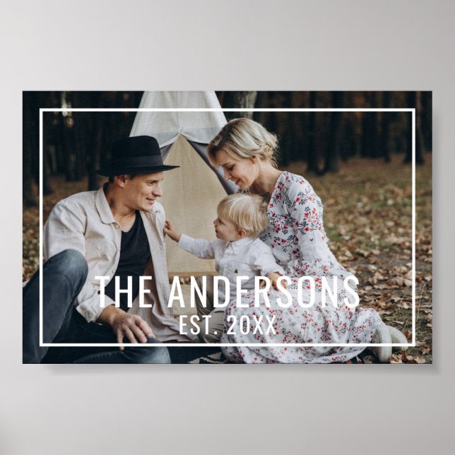 Custom photo with family name and established year poster (Front)