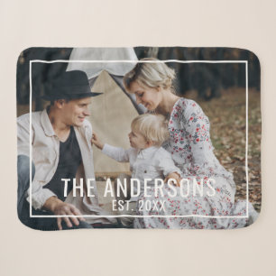 Custom photo with family name and established year sherpa blanket