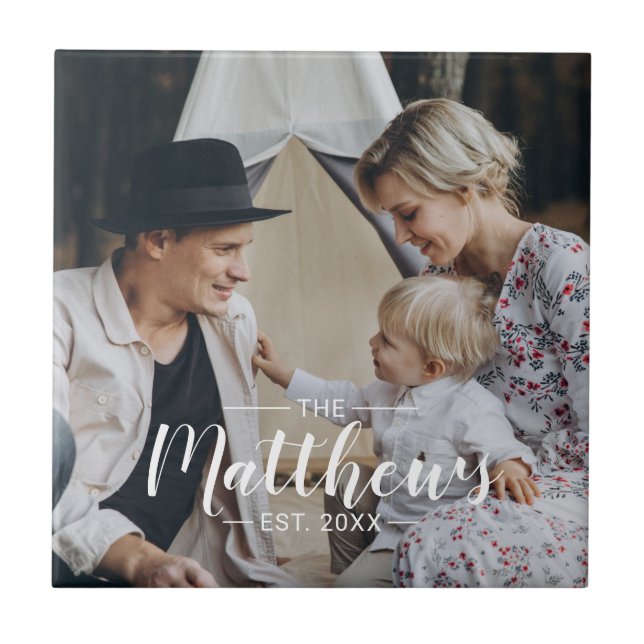 Custom photo with family name and established year tile (Front)