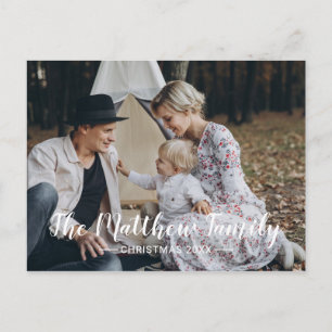 Custom photo with family name holiday postcard