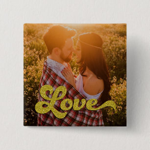 Custom Photo with Gold Love Overlay 15 Cm Square Badge