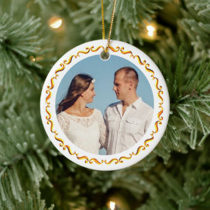 Custom Photo with Golden Frame Ceramic Tree Decoration