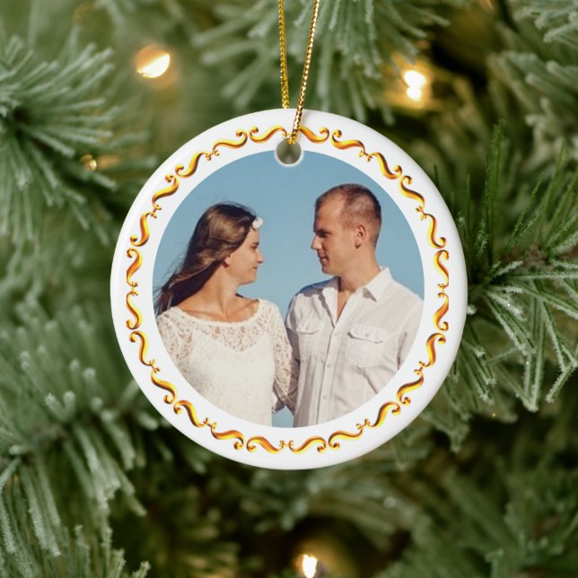 Custom Photo with Golden Frame Ceramic Tree Decoration (Tree)